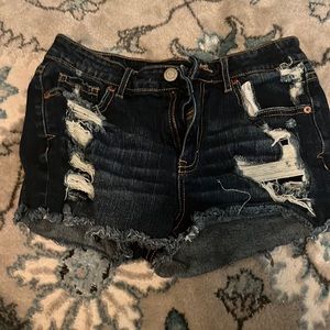 super cute dark washes distressed shorts